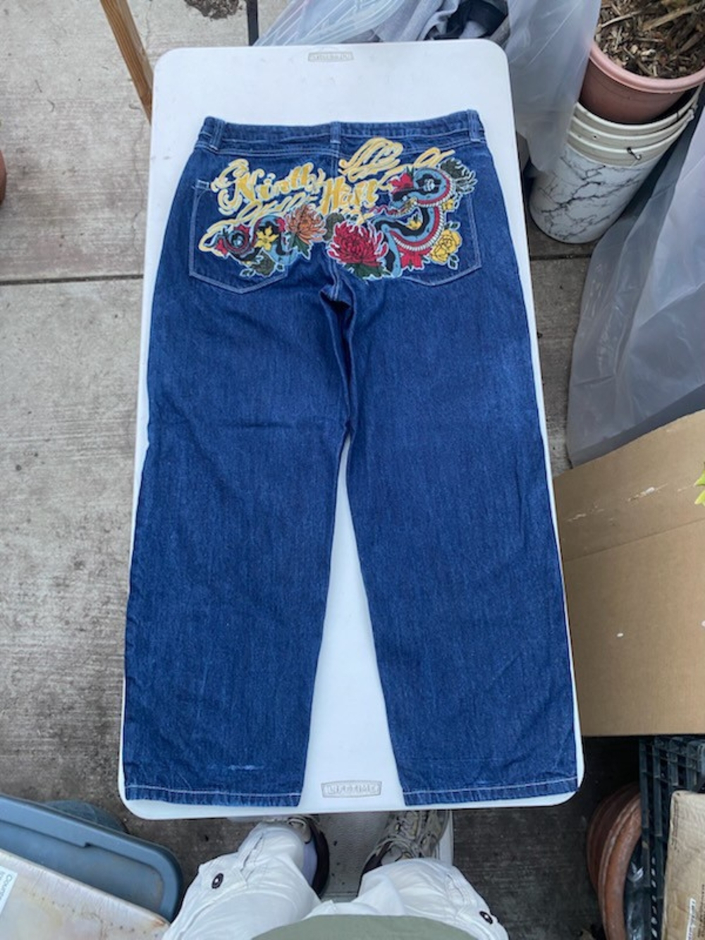 Zumiez Ninth Hall Ambush Dark Blue Jeans with Colorful Embroidered Back